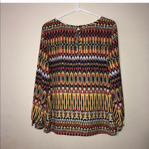 Veronica M yellow orange long sleeve flowy blouse - Picture 4 of 5